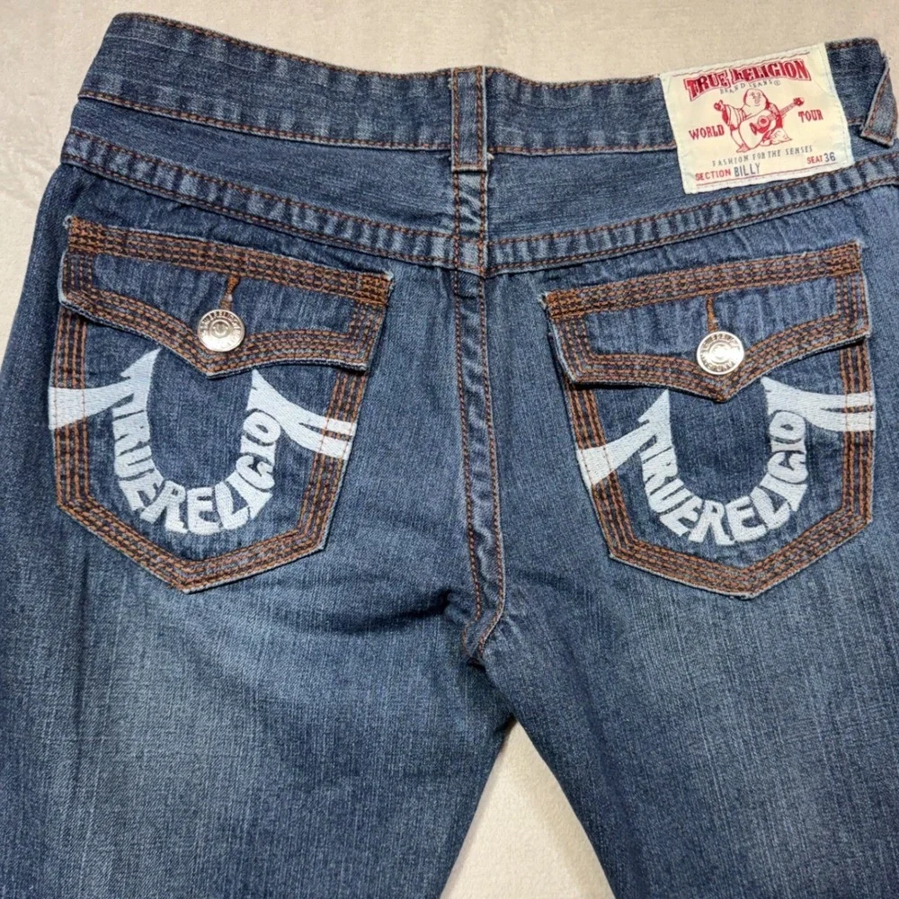 Vintage True Religion Billy Jeans‎ 36 Blue Cotton y2k Bootcut USA Made Men's